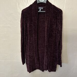 Anybody XS Purple Chenille Open Front Cardigan Sweater